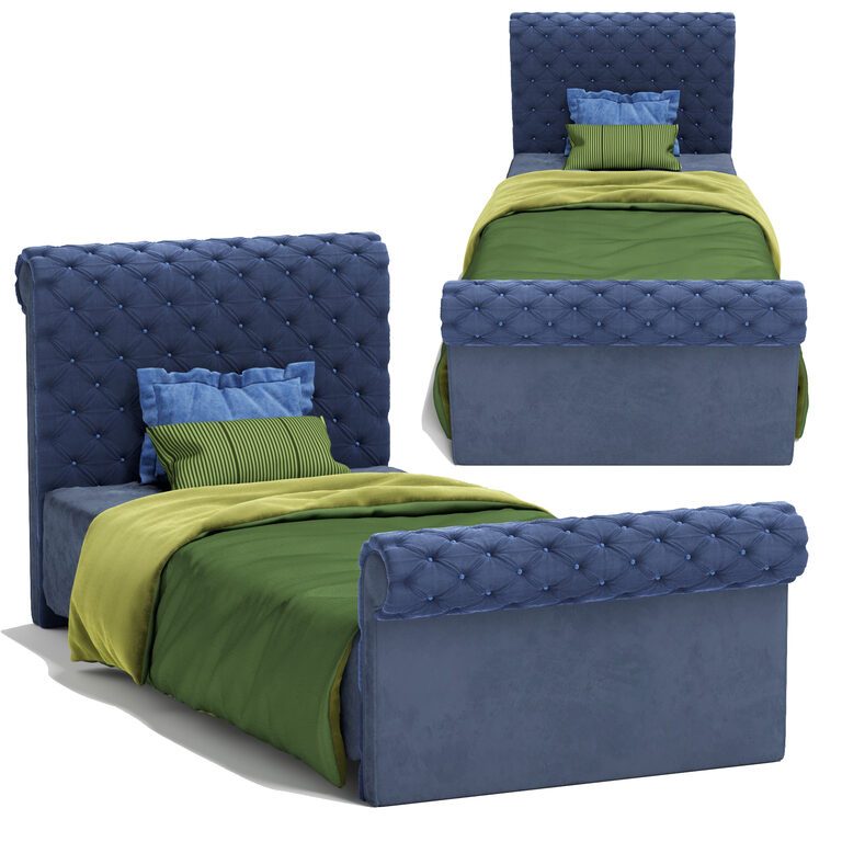 Chesterfield single bed (109581) 3D model - Download 3D model ...