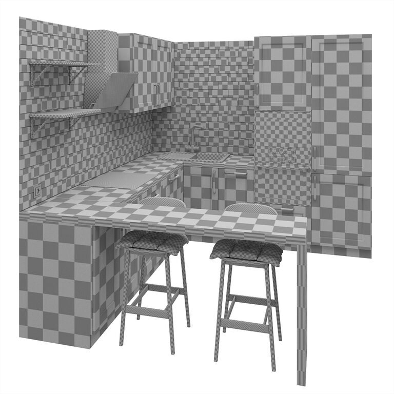 Modular kitchen (111181) 3D model - Download 3D model Modular kitchen ...