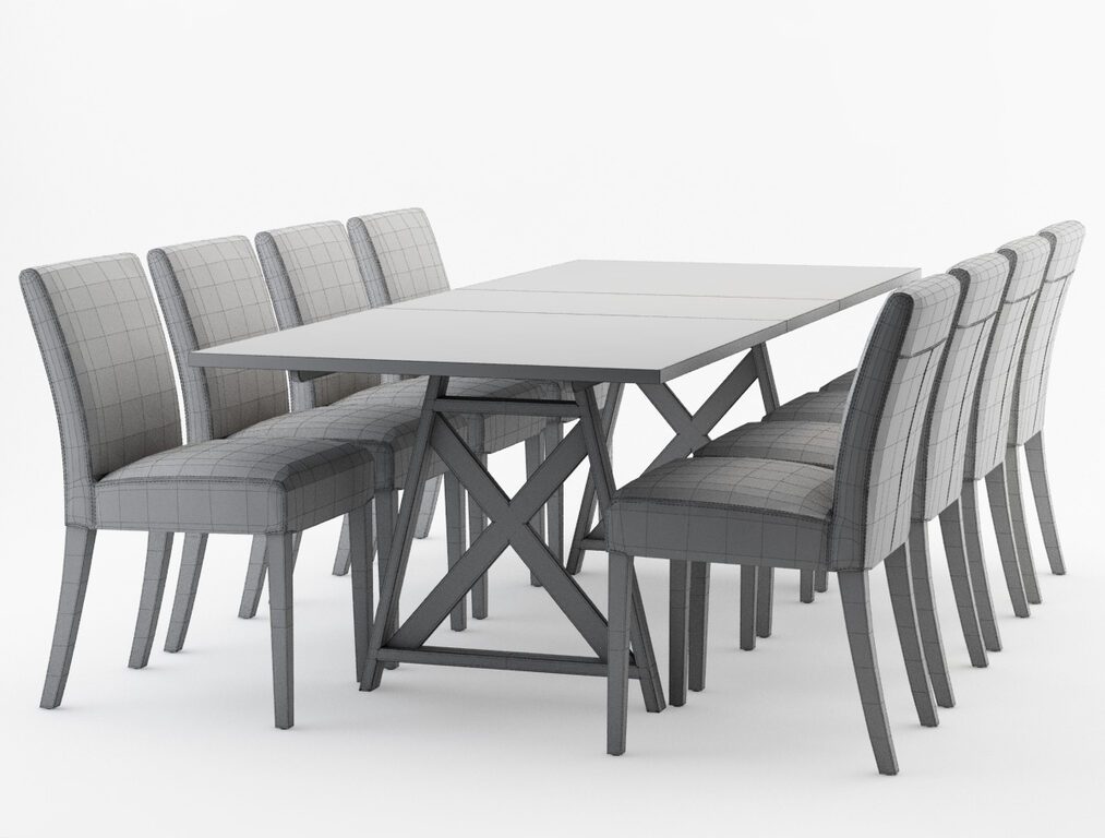 Crate&Barrel Table and Chair (100826) 3D model - Download 3D model