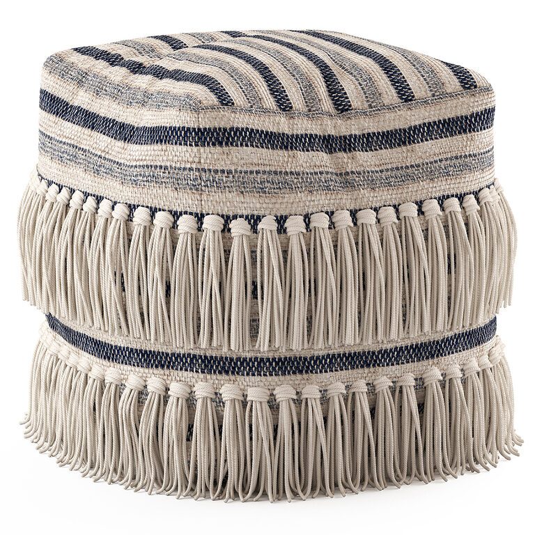 Network Rugs Bone Fringed Wool Ottoman (105799), 3d model 1