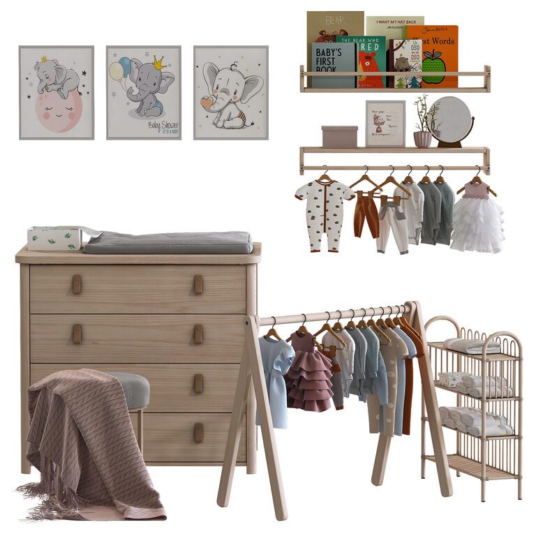 Children's furniture with accessories (107059), 3d model 1