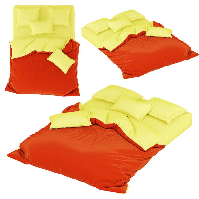 Mattress with pillows and blanket 2 (107596), 3d model 1