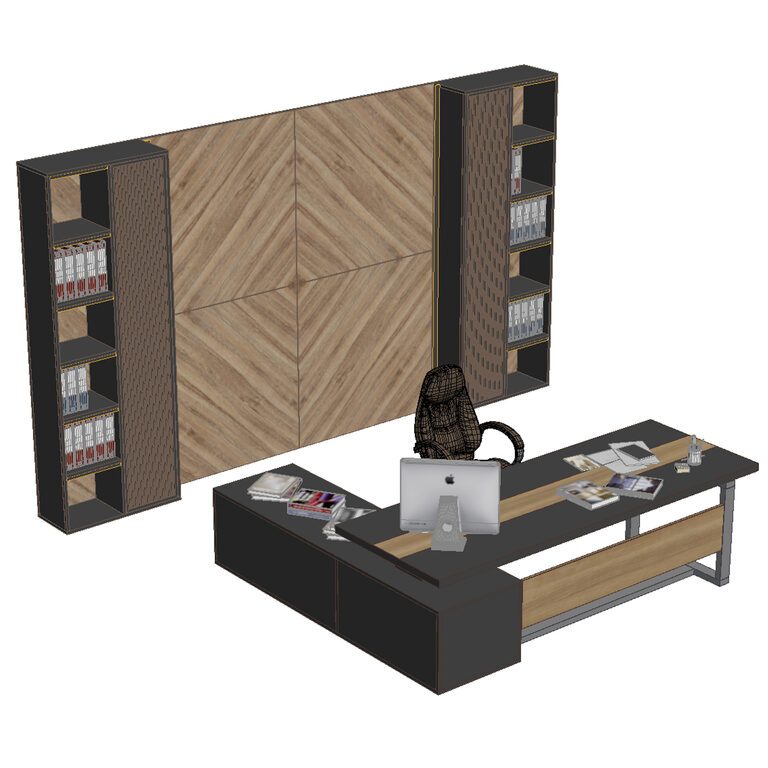 Office furniture set 3d model (119865) 3D model - Download 3D model ...