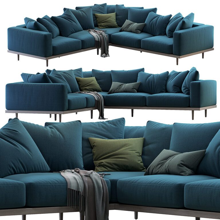 Newport 3-piece L-shaped Sectional sofa (124179) 3D model - Download 3D ...