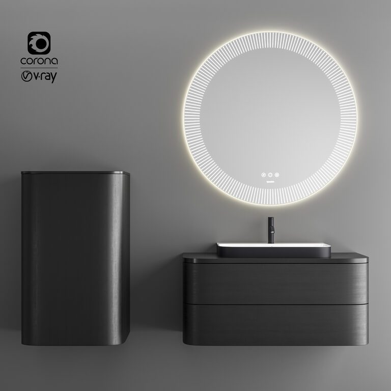 Duravit Happy D.2 Plus (Blackwood)  Bathroom furniture (124411), 3d model 1