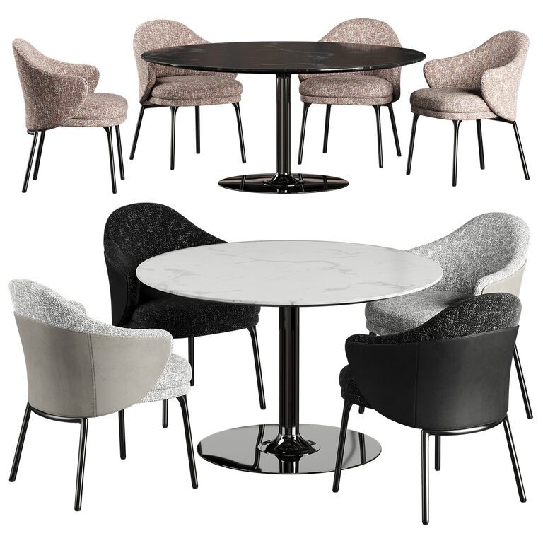 Angie Dining Chair Oliver Dining Table (124654) 3D model - Download 3D ...