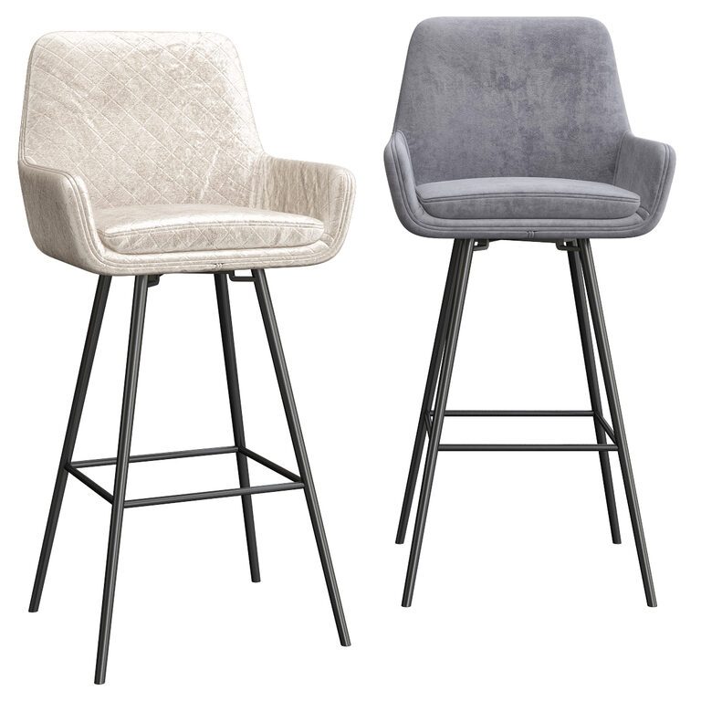 Contemporary Quilted Velvet Swivel Bar Stool (124713) 3D model ...