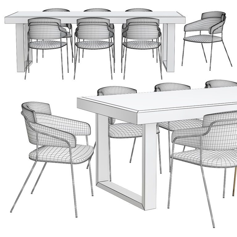 Contemporary Dining Table Set (125784) 3D model - Download 3D model ...