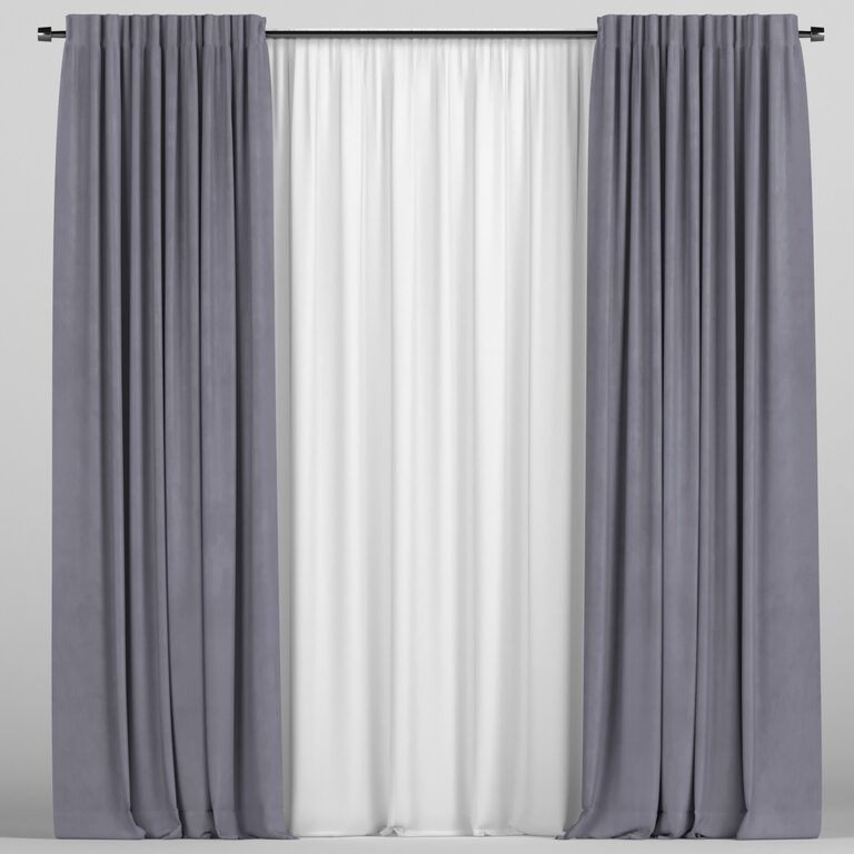 Curtains with tulle (126254), 3d model 1