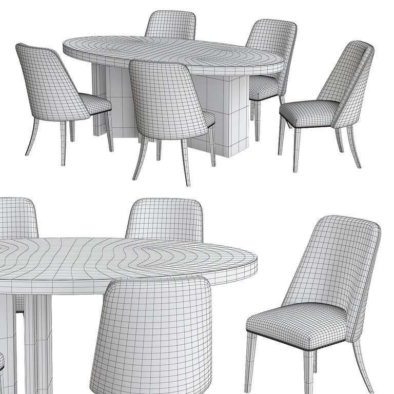 Contemporary Oval Dining Table (126618) 3D model - Download 3D model ...
