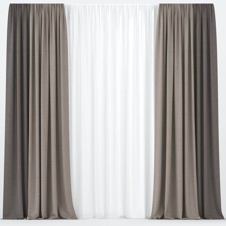 Curtains with tulle (126795), 3d model 1