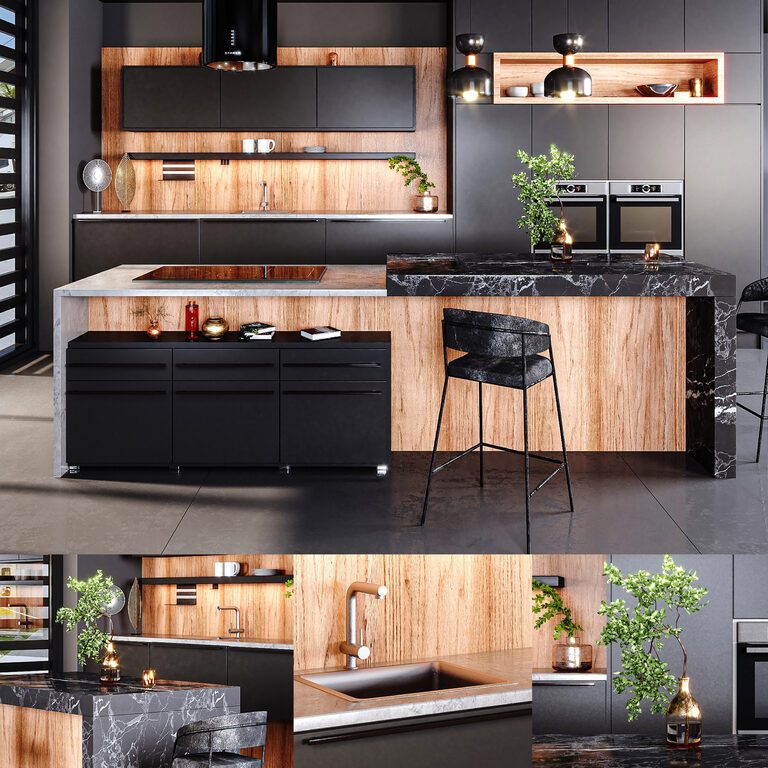 Black kitchen (126880), 3d model 1