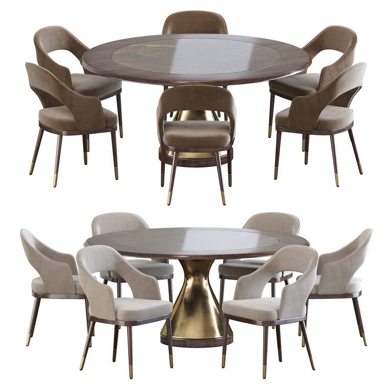 Chairs and Dining Table Stainless Steel and Dolly Tonin Casa (127394), 3d model 1