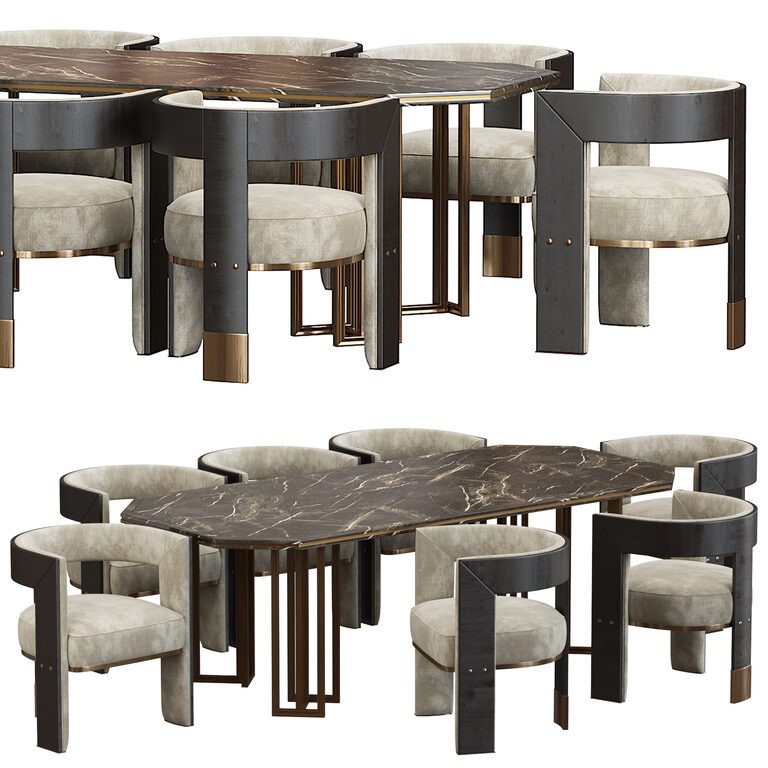 Porustudio Brooklyn and Hancock  chair and Table (127667), 3d model 1