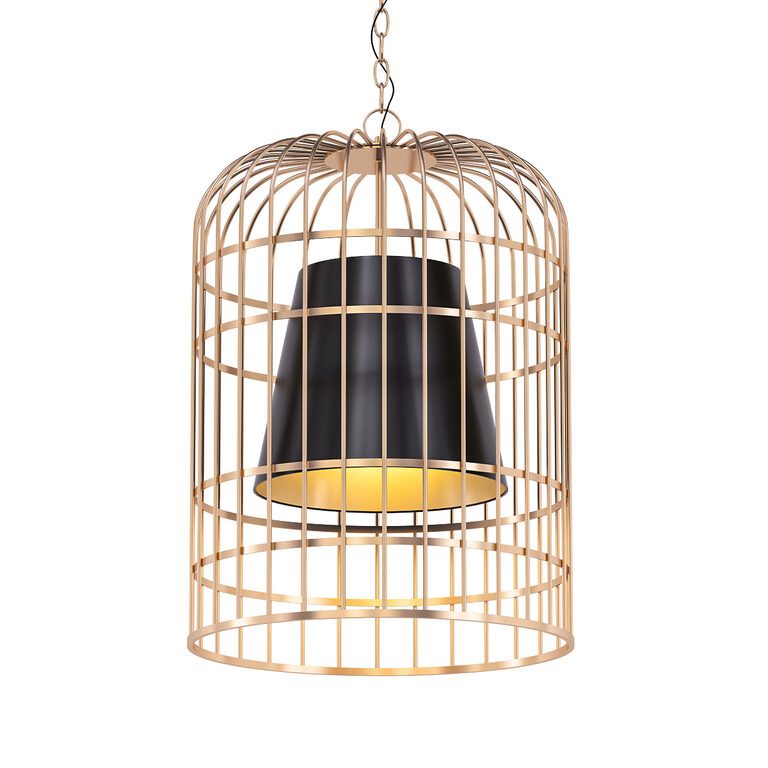 View of Bird Cage With Black Shade Pendant Light (132229) 3D model - Download ...