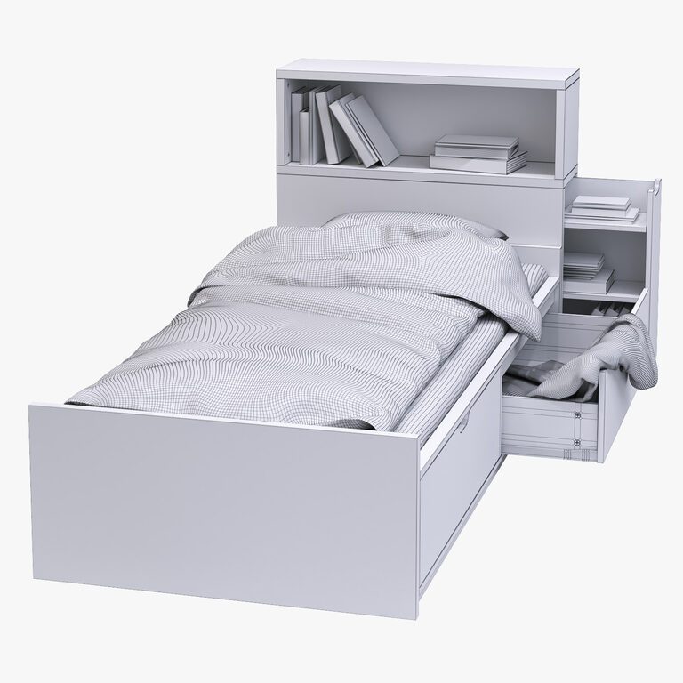 Ikea Flaxa And Headboard Bed (132838) 3D model - Download 3D model