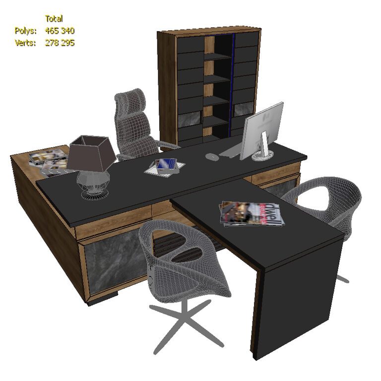 Office furniture set (134583) 3D model - Download 3D model Office ...