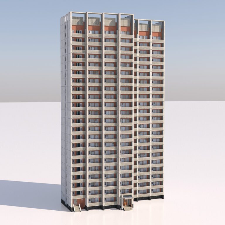 Storey Model Russian 22 Storey Apartment Panel House (134728) 3D model - Download 3D ...