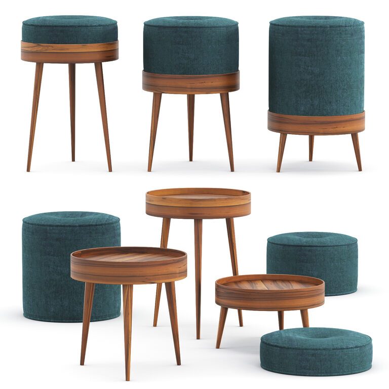 Набор модульных стульев Ellen Heilmann - The royal family stools (135306), 3д модель 1