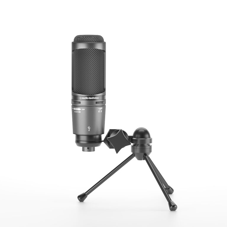 Audio-Technica AT2020USB Plus Microphone with USB port on tripod 