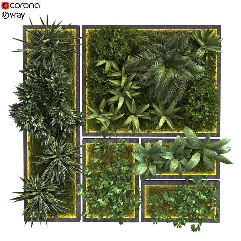Фитомодуль Green wall set 088 (138215), 3д модель 1