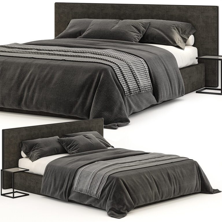 Meridiani stone gray bed (142251), 3d model 1
