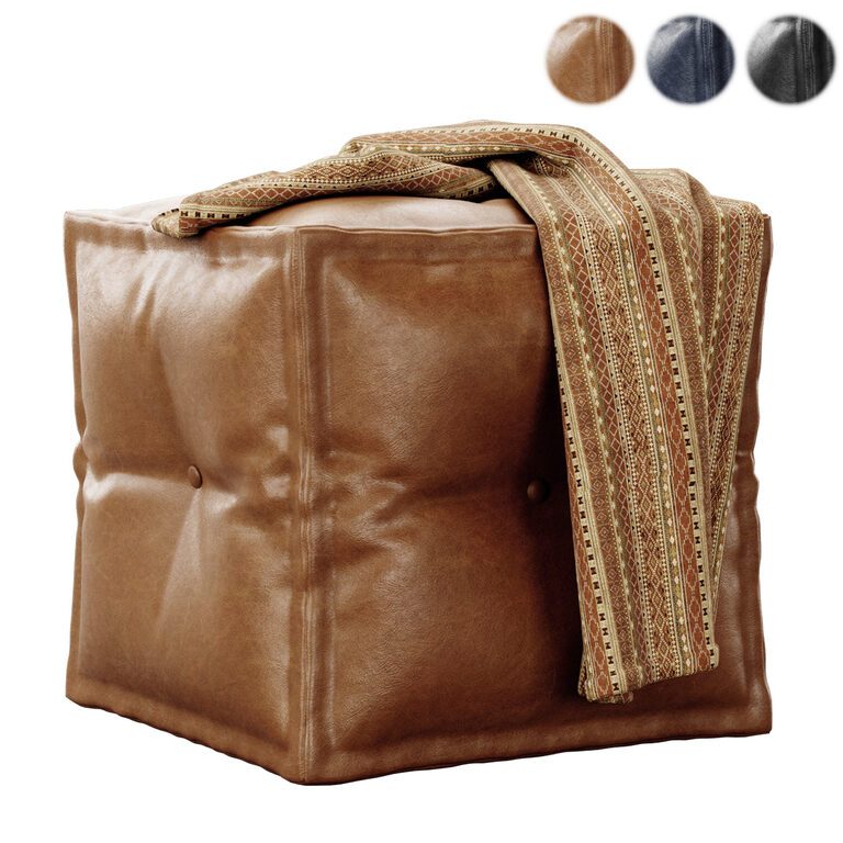 Berkeley Interlocking Squares leather Pouffe by Butler (145555), 3d model 1