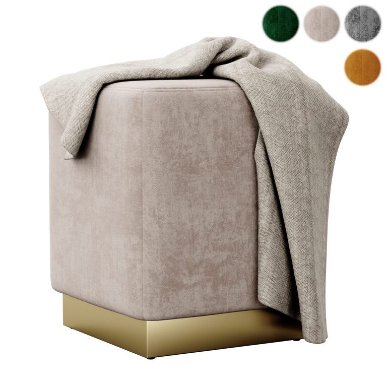 Jax Cream Velvet Ottoman/Stool main image 1