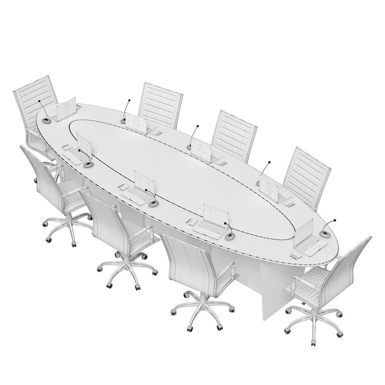 Conference table and armchair 02 (154701) 3D model - Download 3D model ...