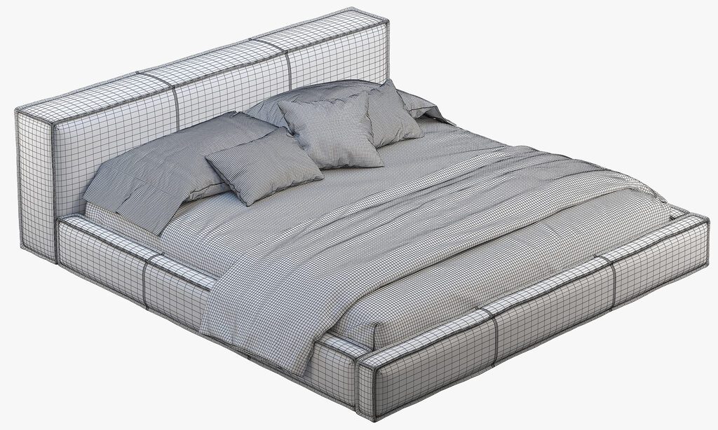 Queen Loft Leather Bed (158786) 3D model - Download 3D model Queen Loft ...