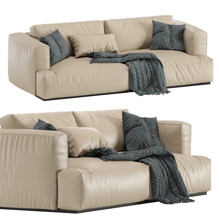 Modern Muuto Connect Leather Sofa (171880), 3d model 1