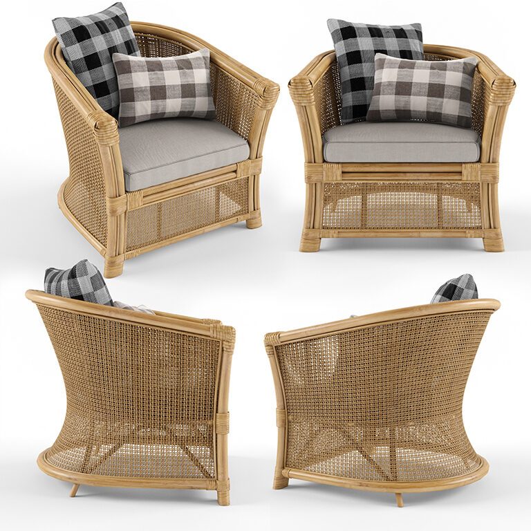 Hazel Natural Rattan Bamboo armchair  (175297), 3d model 1