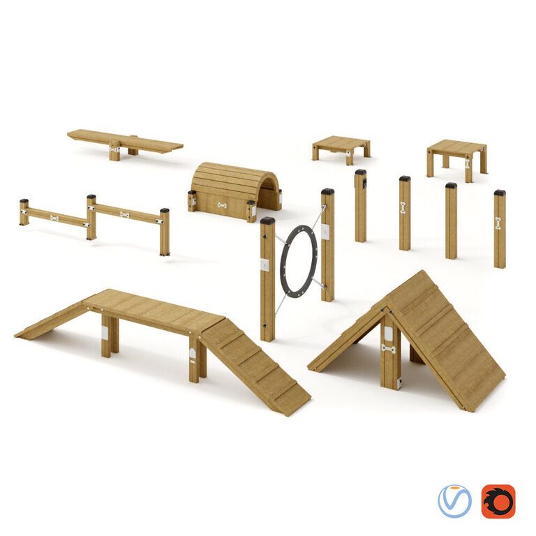 View of Dog Playground Equipment (17857) 3D model - Download 3D model Dog ...