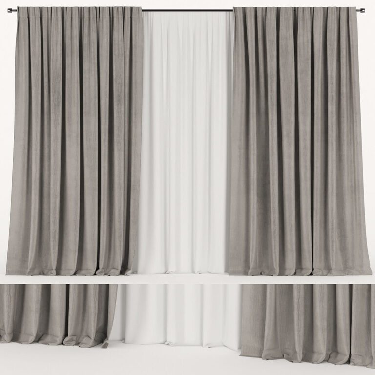 Curtains with Tulle (17985), 3d model 1