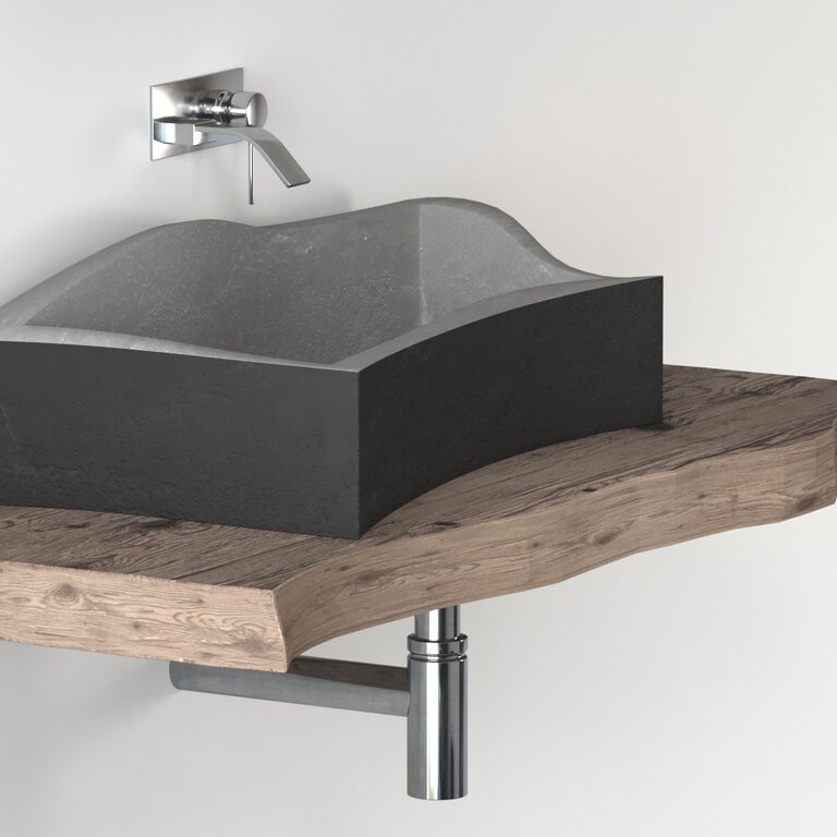 Basin Slab Wash-basin made of stone with a slab countertop (180895) 3D model ...