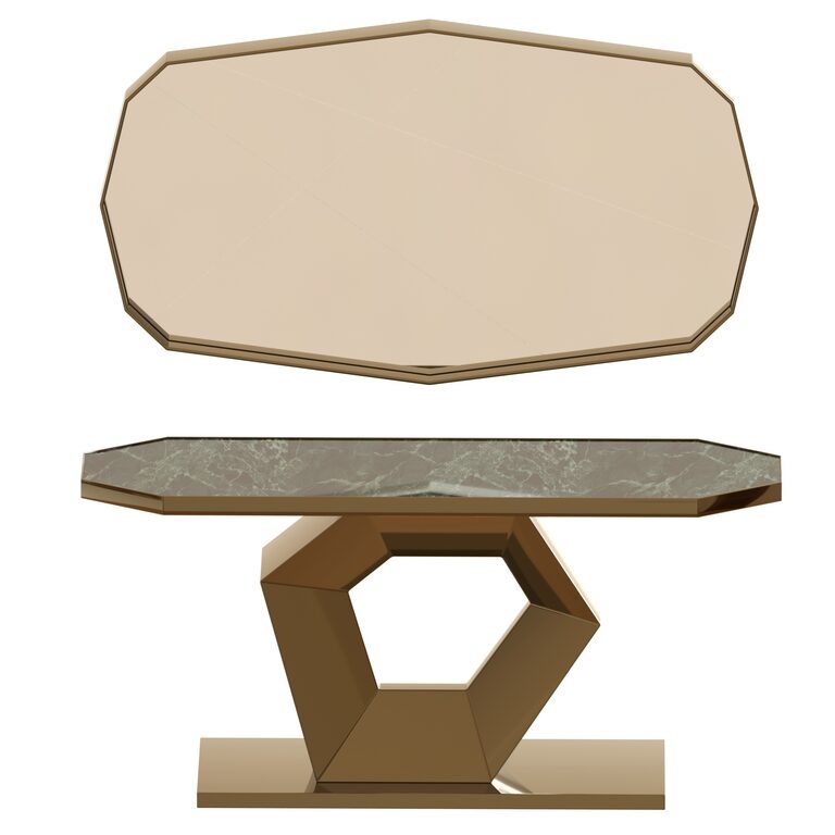 GOLD AND MARBLE console table and mirror (181097) 3D model - Download ...