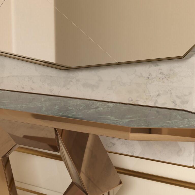 GOLD AND MARBLE console table and mirror (181097) 3D model - Download ...