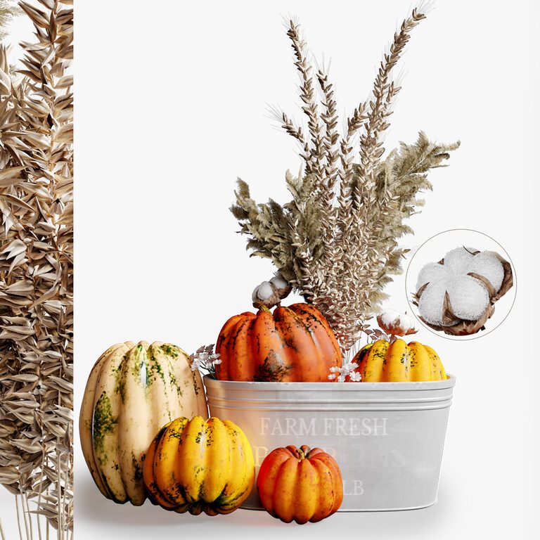 Decor with pumpkin (182046), 3d model 1
