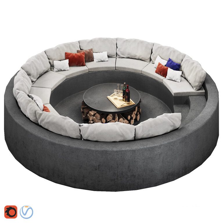 Curved sofa (197546), 3d model 1