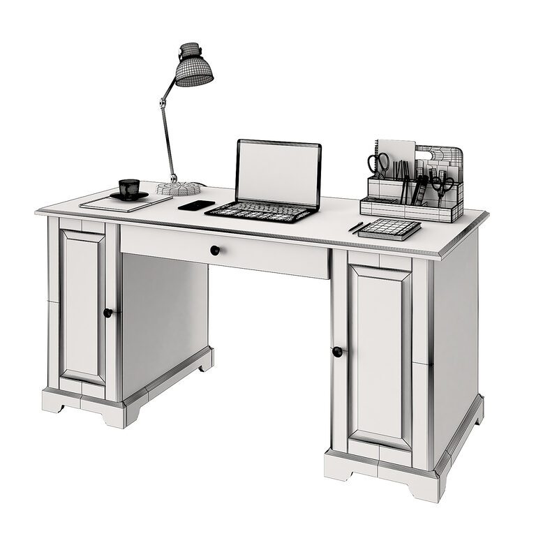 Ikea Liatorp Desk with Desktop Accessories (22122) 3D model 