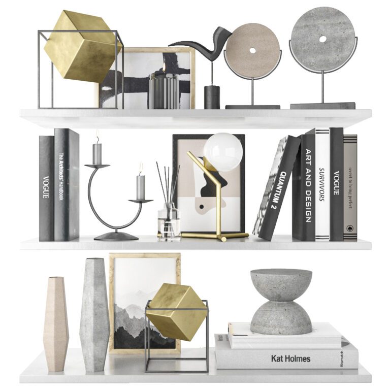 Decorative set on shelves 5 (222241), 3d model 1