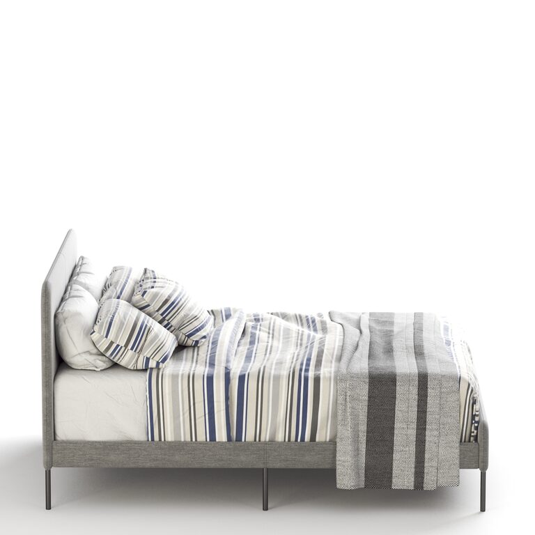 Ikea SLATTUM Upholstered bed frame, Knisa light gray (22255) 3D