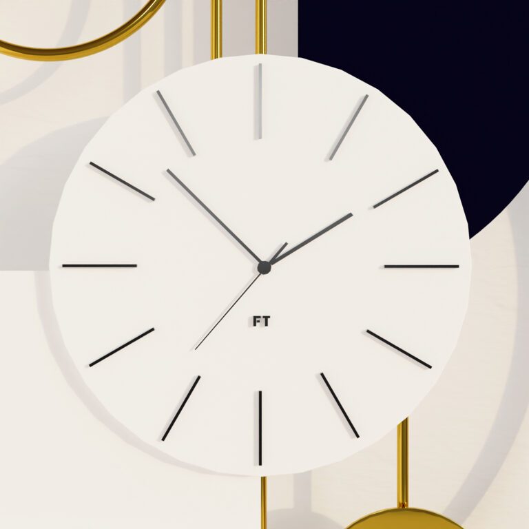 Round Wall Clock Gold Pendulum Geometric Mute Metal Nordic Style ...