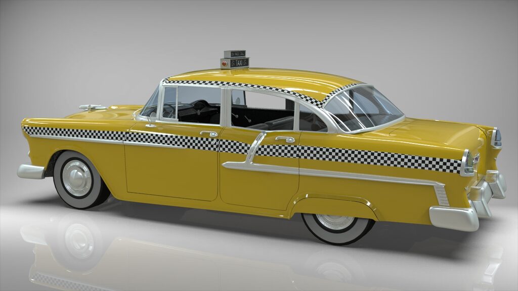 Taxi Yellow cab Belair sedan 1955 (25400) 3D model - Download 3D