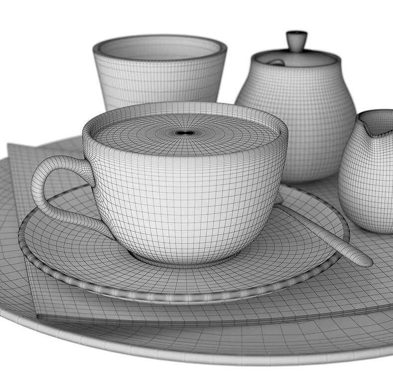 Decorative coffee set on a tray (25494) 3D model - Download 3D model  Decorative coffee set on a tray (25494) | 25494 | 3d-baza.com