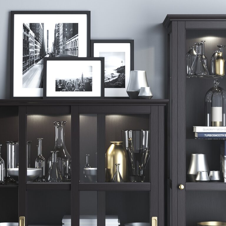 Ikea MALSJÖ black glass door cabinets (25876) 3D model - Download 3D ...