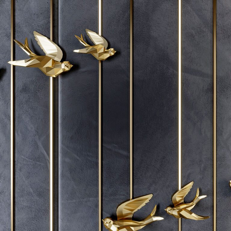 Premium PSD | A set of decorative tiles with birds and flowers