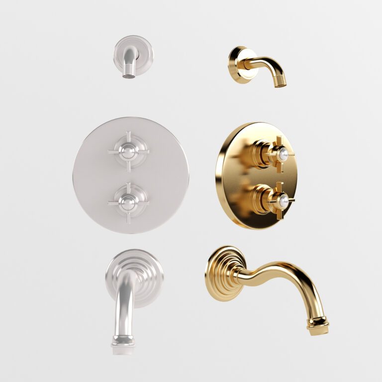 Connor Porcelain Lever Thermostatic Tub & Shower Set (318153), 3d model 1