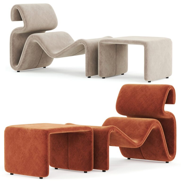 Кресло Artilleriet Etcetera Fabric Lounge и подставка для ног 2 (322304), 3д модель 1