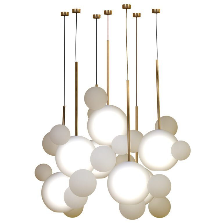 Frosted Blown Glass Bubble Chandelier (322466), 3d model 1